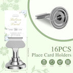 Urban Deco 16PK Table Number Holders Place Card Holders 1.7 Inch Table Card Holders Steel Card Holders for Photos, Food Signs, Memo Notes, Weddings, Restaurants, Birthdays(Silver) - Image 2