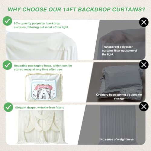20ftx14ft Ivory Backdrop Curtain for Wedding Parties - Image 4