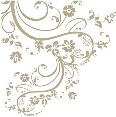Beige Swirl Flower Floral Wall Decal Design. (100" X 29") #262A by Stickerbrand