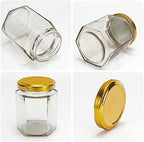 6 oz 30 Pack Hexagon Honey Jars, Glass Jars with Gold Lids - Image 3