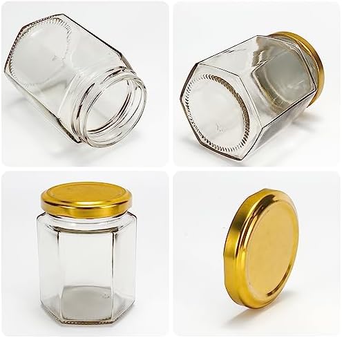 6 oz 30 Pack Hexagon Honey Jars, Glass Jars with Gold Lids - Image 3