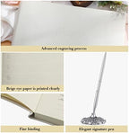 Geyee Leather Guest Book and Pen Stand Set, 10.5" x 8", White - Image 3