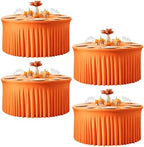 GALLETY 4 Pack Orange Spandex Round Tablecloth 60 Inch for 5 FT Circle Tables, Reusable Fitted Stretch Round Table Cloths for Fall Thanksgiving, Halloween, Birthday, Wedding and Autumn Party by Creativepartyuniquedecorat
