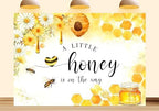20X10ft Fabric A Little Honey is on The Way Backdrop Baby Shower Sunflower Sweet Honeybee Honeycomb Background Baby Shower Party Decorations Photography Studio Banner Photo Booth Props by Unknown