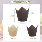 1000 Pcs Tulip Cupcake Liners Solid Tulip Cups Holders Wrappers Greaseproof Baking Cups Muffin Baking Cupcake Liners for Wedding Baby Showers Birthday Party(Classic Style) - Image 2