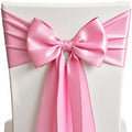 50 Pack Pink Chair Sashes Bows Satin Wedding Chair Ribbons 7x108 Inch by SINSSOWL
