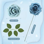 100 Pcs Artificial Rose Flowers, Blue Two Tone - Image 2