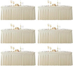 6 Pack 8ft Beige Spandex Tablecloths for Rectangle Tables Wrinkle Free Beige Rectangle Table Cloth Stretch Fitted Table Cover with Skirt for Wedding Birthday Party Banquet Baby Shower Buffet Event by Suppromo