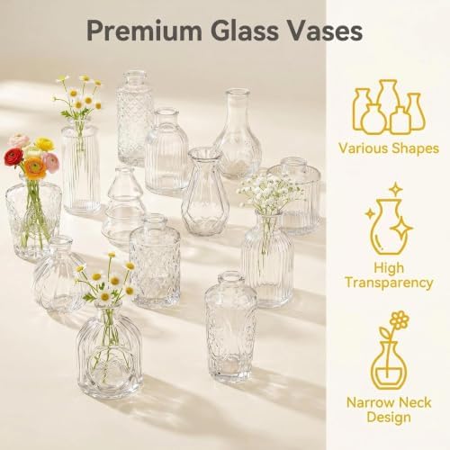Mini Bud Vases As Wedding Centerpieces for Tables,Clear Bud Vases for Flowers,Small Flower Vases Suitable for Birthday Party,Anniversary,Wedding Reception,Baby Shower (Clear, 36PCS) - Image 4