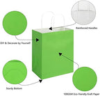 Toovip 100 Pack 8x4.75x10 Inch Medium Grass Green Kraft Paper Bags with Handles Bulk, Gift Wrap Bags for Favors Grocery Retail Party Birthday Shopping Business Goody Craft Merchandise Take Out Sacks - Image 3