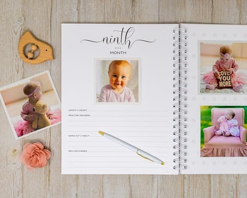Personalized Baby Journal - Hardcover First Year Album Customized with Baby’s Name & Initial - Prompted Baby Memory Book (Boho Floral Initial) - Image 6