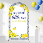 Serencatcher 7.2ft Blue Tiles Lemon Baby Shower Party Arch Backdrop Cover by Serencatcher