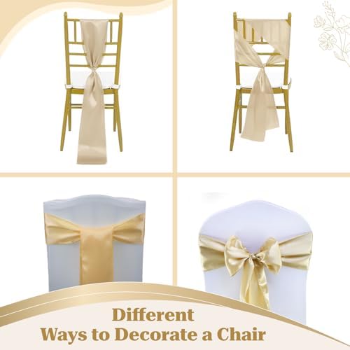 MDS® Pack of 125 Satin Chair Sashes for Wedding & Events – Champagne Gold - Image 4