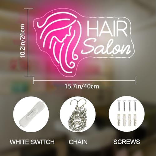 Hair Salon Neon Sign for Wall Decor, LED Neon Signs Lights, Pink Salon Hair Tech Decor Neon Signs for Barber Shop, Beauty Salon Studio Beauty Room Business Sign - Image 6