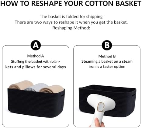 MiniArk Large Storage Baskets for Organizing, 17 x 13 x 7.5” Closet Shelf Baskets for Clothes Blanket Towels, Baby Nursery, Toy Bins Box, Woven Rope Baskets, 4 Packs Black - Image 7