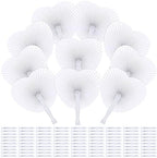 Aodaer 100 Pack Heart Shaped Folding Fans White Paper Fans Handheld Fans with Plastic Handles for Party, Wedding, Anniversary Decoration by Aodaer