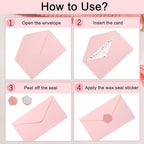 100 Pieces Pink Invitation Envelopes 5x7with Wax Seal Sticker - Image 3