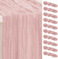 10 Pack Blush Pink Cheesecloth Table Runner 35x120 Inch 10Ft Rustic Gauze Cheese Cloth Table Runner Sheer Cheesecloth Table Runners for Wedding Party Bridal Shower Decoration by SuBleer
