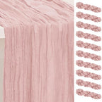 10 Pack Blush Pink Cheesecloth Table Runner 35x120 Inch 10Ft Rustic Gauze Cheese Cloth Table Runner Sheer Cheesecloth Table Runners for Wedding Party Bridal Shower Decoration by SuBleer