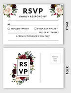 RSVP Postcards (Set of 50) 4"X6" Blank with Mailing Side,RSVP Reply Response Cards for Wedding Floral & Leaves Print Return Cards - Image 4