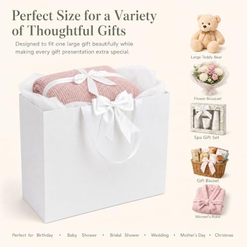 Catlovecorn 20 Pack Large White Gift Bags, 16.5 x 5.5 x 12.6 In - Image 5