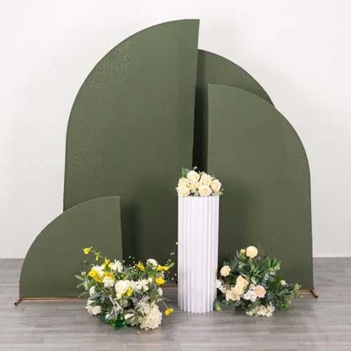 Efavormart Set of 4 Eucalyptus Sage Green Spandex Half Moon Arch Covers, Custom Fit Chiara Backdrop Slipcovers 2.5ft-7ft for Modern Botanical Staging - Image 2