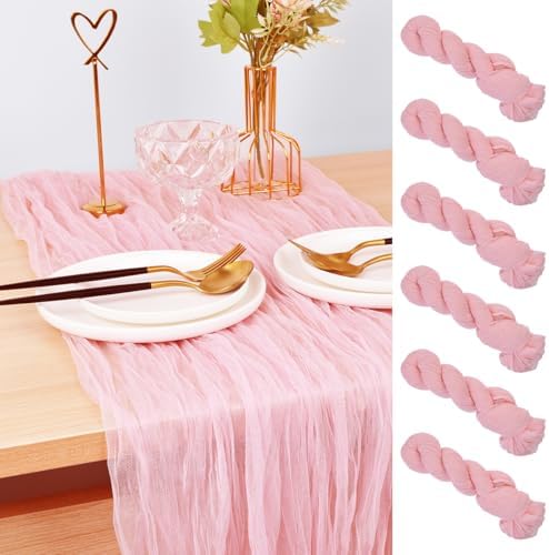 Pink Cheesecloth Table Runner Fall Wedding Birthday Party Home Decor 6 Pack by Joanlody
