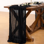 Black Table Runner Halloween Fall Cheesecloth Wedding Birthday Party Decor - Image 4