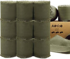 9 Rolls Olive Green Chiffon Ribbon, 1.5" x 63Yd Frayed Fringe Silk Ribbons for Wedding Invitations, Bridal Bouquets, St. Patrick's Day Gifts Wrapping, Decorations by Unknown