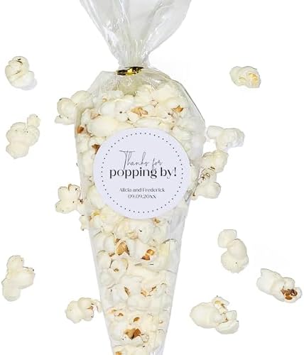 Set of 24 Popcorn Stickers | Popcorn Stickers | Personalized Wedding, Bridal Shower, Baby Shower or Party Favor Labels| Custom Labels | Popcorn Stickers by Handmade