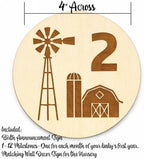 SM Design Baby Milestone Markers Set of 12 + Birth Announcement Sign | Monthly Baby Photo Props | First Year Milestones | Nursery Wall Decor | Hobby Theme (Farm) - Image 6