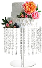 Round Cake Stand - 12 Inch Diameter Acrylic Dessert Display Stand with Crystal Chandelier, Cupcakes Serving Plate for Party Wedding Birthday Festival Event Decorations - Image 7