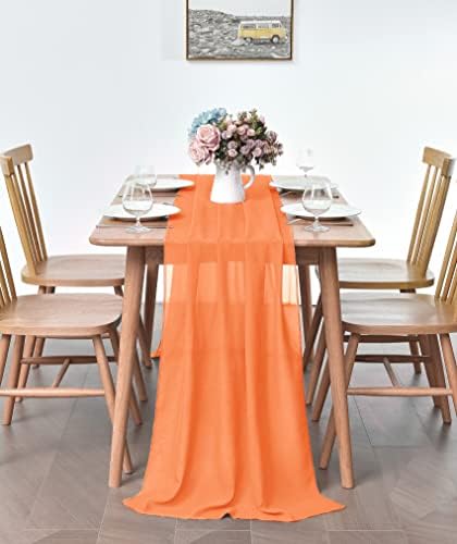 Pufogu 5 Pack 10Ft Orange Chiffon Table Runner Sheer 29x120 Inch - Image 4