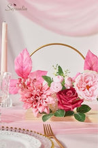 Serwalin 2Pcs Artificial Flowers Hot Pink Silk Fake Flowers for Wedding - Image 5