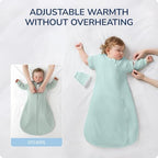 Rayon Made from Bamboo Sleep Sack 3-6 Months, Detachable Sleeves - Adjustable Warmth to Prevent Overheating, 1.0 TOG Breathable Wearable Blanket Toddler Sleeping Bag, Safe for Night Sleep - Image 3