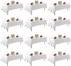 FINDYOU 12 Pack White Table Cloth Rectangle Table 60 x 102 Inch Tablecloths for 6 Foot Rectangle Tables. Stain and Winkle Resistant Polyester Washable White Cloths for Parties by TableClothAndTableRunner