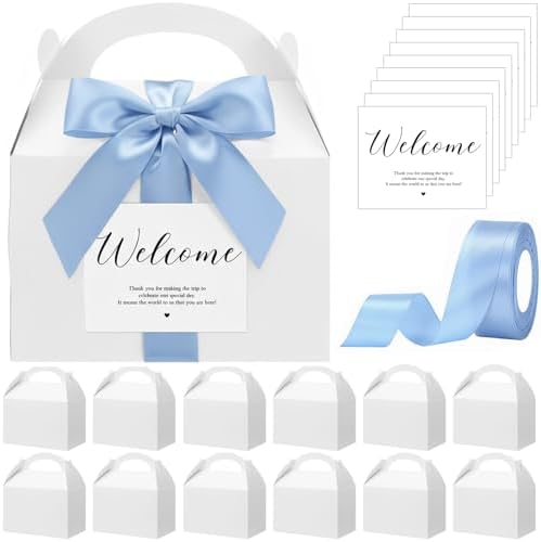 Maitys 24 Set Welcome Boxes for Wedding Guests 9x6x6 Gable Boxes Light Blue by Maitys