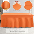 Wish Care 6 Pack Orange Spandex Table Clothes for 6 Foot Rectangle Tables, 6FT Wrinkle Free Fitted Tablecloths Ruffles Design Table Cover for Party, Banquet, Wedding and Events - Image 2