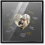 Poster Palooza 16x16 Black Autograph & Signature Picture Frame With Black Heart Opening Photo Mat for 5x5 Pictures - With Pens, UV Acrylic & Foamboard Backing by PosterPalooza