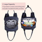 BabbleRoo Diaper Bag Backpack - Baby Essentials Travel Tote - Multi Function Water Resistant Diaper Bag, Travel Essentials Baby Bag with Changing Pad, Stroller Straps & Pacifier Case - Navy Blue - Image 3