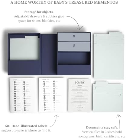 Savor | Baby Memory Box Keepsake Organizer | Customizable Sympathy Gift and Remembrance Box for Angel Baby, Pregnancy, & Treasured Mementos (Blue, Adelaide Style) - Image 4