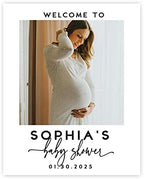 Andaz Press 16"x20" Personalized Canvas Baby Shower Welcome Sign, Custom Photo, Modern Gender Neutral Large Welcome Baby Shower Sign for Easel Stand, Baby Shower Decorations by AndazPress
