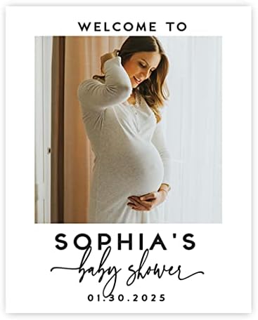Andaz Press 16"x20" Personalized Canvas Baby Shower Welcome Sign, Custom Photo, Modern Gender Neutral Large Welcome Baby Shower Sign for Easel Stand, Baby Shower Decorations by AndazPress