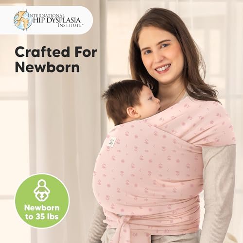 KeaBabies Baby Wrap Carrier, All in 1 Original Baby Carrier (Pink Daisies) - Image 2