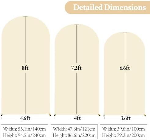 White Beige Arch Backdrop Covers Set of 3 Wedding Arch Covers Stretchy Backdrop Baby Shower Birthday Party Arches Cover 6.6FT 7.2FT 8FT Arch Stand Cover Spandex Bridal Shower Decoration - Image 5