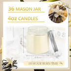 36 Pcs 4 Oz Mason Jar Candles, Vanilla Scented Soy Candles Bulk Set for Stress Relief and Relaxation, Great Favors for Wedding, Christmas, Housewarming Gifts (Silver, Vanilla, 36) - Image 2