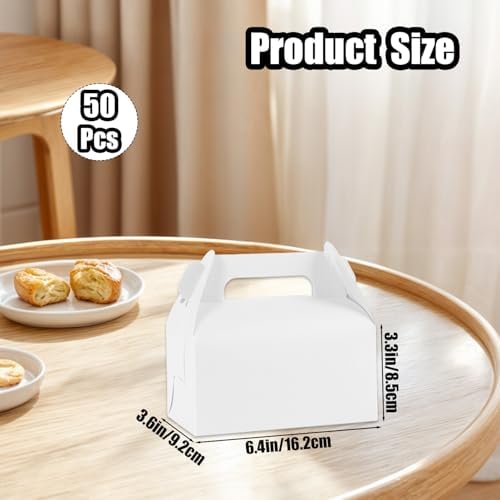ZSDRTYU Treat Boxes, 50 Pcs Gable Boxes Party Favor Boxes Favor Box, Kraft Gable Treat Box For Christmas Party Decorations Birthday (White) - Image 2