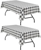 Hiasan Checkered Tablecloth Rectangle 2 Pack 52 x 70 inch, Grey and White by Hiasan