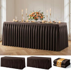 Chocolate Polyester Table Cloths for Rectangle 8 Foot Tables, 2 Pack Wrinkle Free Tablecloths Stretchy Banquet Ruffle Fitted Table Cover Desk Skirt for Parties Wedding Birthday Baby Shower by Unknown