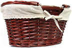 Wicker Gift Baskets Empty Oval Willow Woven Picnic Basket Easter Candy Basket Wine Basket with Handle Egg Gathering Wedding Basket (Brown) - Image 7